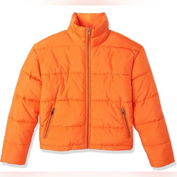 Amazon’s The Drop Womens Ari Cropped Puffer Jacket XS Fire Orange - Picture 3 of 6